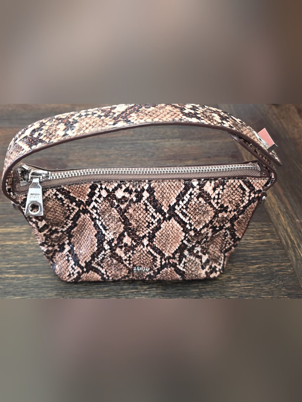 DKNY Tania textured snake-print mini purse